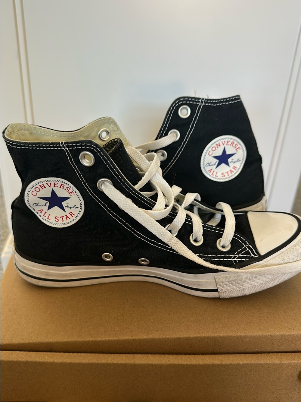 Converse Kids High Top Sneakers in Black with White Accents